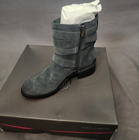 Vince Camuto Motorcycle Mid-Calf Gray Sueded Boot sz 7 - Picture 5 of 8